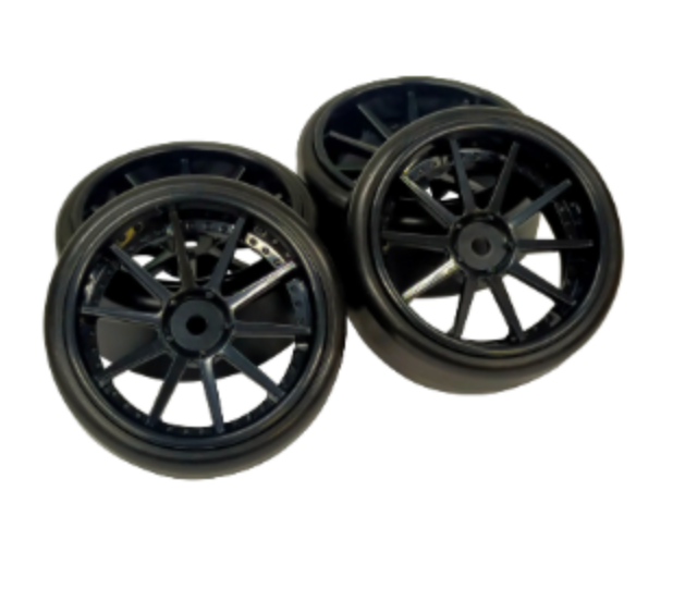 Pre-mounted drift tires (NF wheels, 3mm offset)